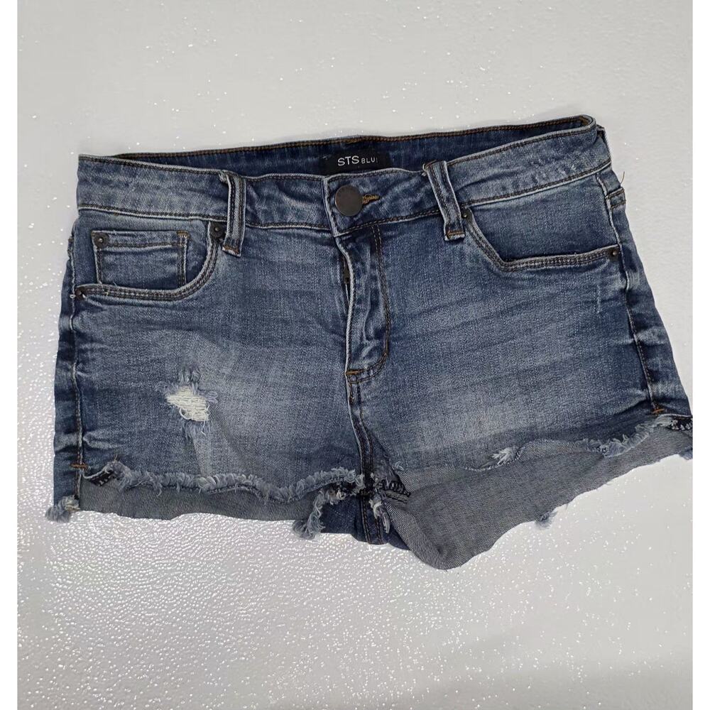 STS Blue Jean Shorts Denim Cut Off Distressed Size 26 Medium Wash